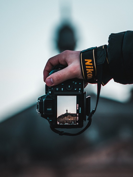 a shot of the viewfinder on a camera screen finding the subject of the photo