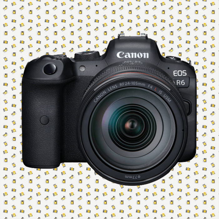 Canon R6 camera on funky background