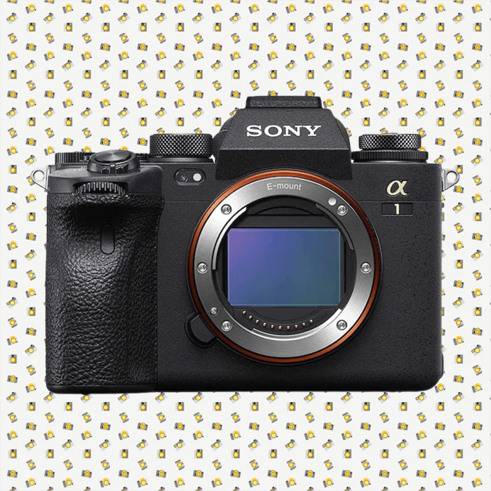 Sony a1 with camera icon background