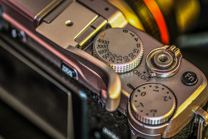 top of fuji camera shutter speed dial