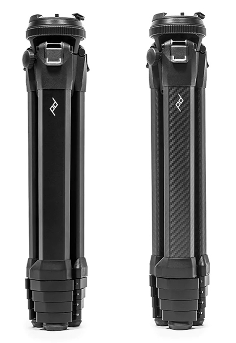 Peak Design Travel Tripod compare finishes carbon fiber and aluminum