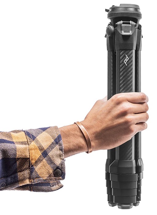 Peak Design Travel Tripod hand holding collapsed tripod
