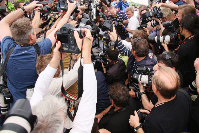 Press photographers all trying to get a shot