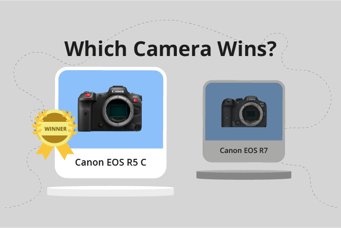 Canon EOS R5 C vs EOS R7 Comparison image.